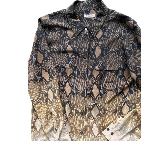 Equipment Black and Cream Snake Print Shirt - Picture 2 of 8